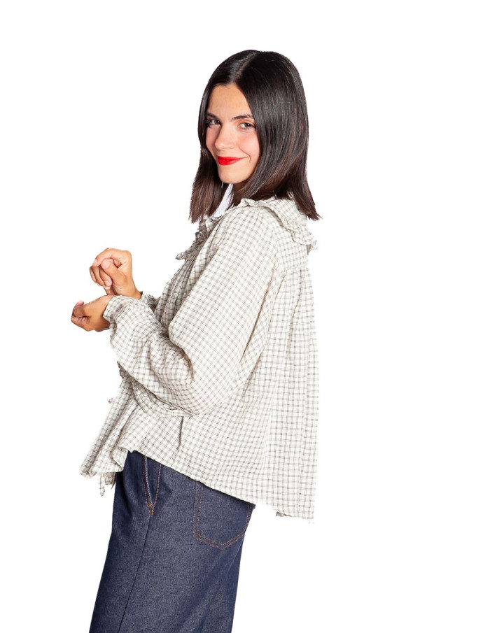Blusa cuadrícula con volantes Dorset Frnch Sommes Demode Zaragoza