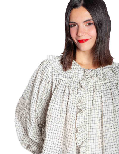 Blusa cuadrícula con volantes Dorset Frnch Sommes Demode Zaragoza