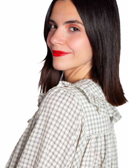 Blusa cuadrícula con volantes Dorset Frnch Sommes Demode Zaragoza