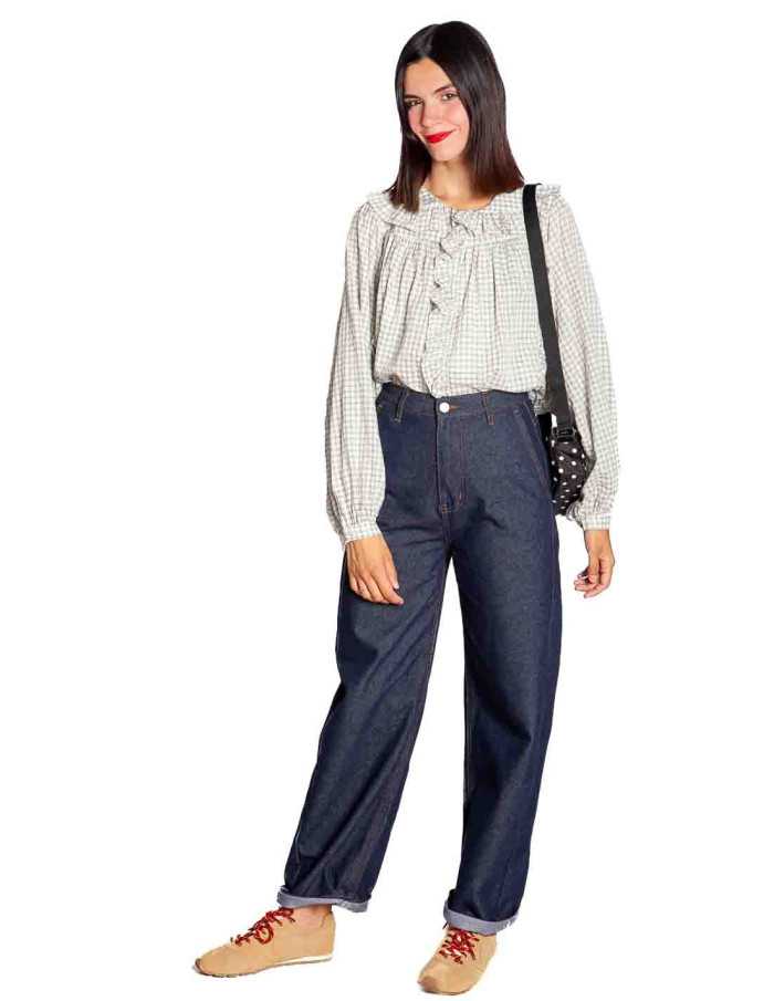 Blusa cuadrícula con volantes Dorset Frnch Sommes Demode Zaragoza