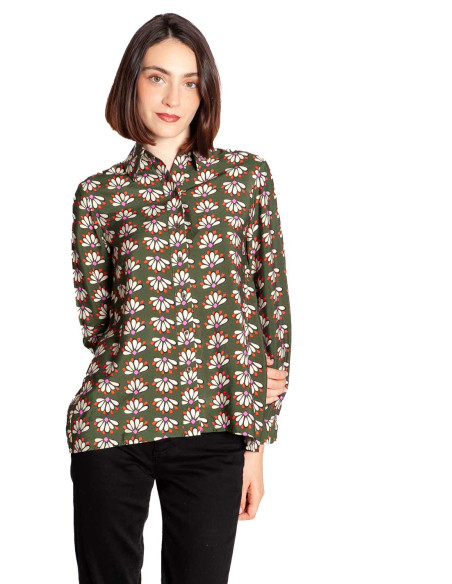 Camisa verde estampado retro geometry Compañía Fantástica Sommes Demode Zaragoza