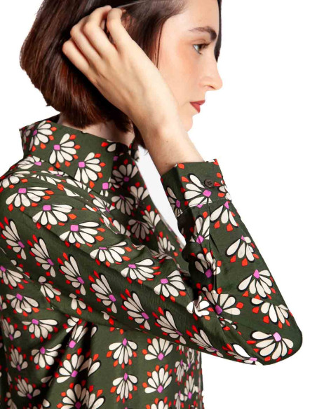 Camisa verde estampado retro geometry Compañía Fantástica Sommes Demode Zaragoza