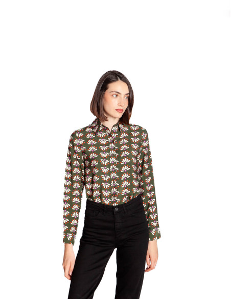 Camisa verde estampado retro geometry Compañía Fantástica Sommes Demode Zaragoza