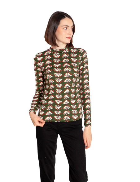 Camiseta verde estampado retro geometry Compañía Fantástica Sommes Demode Zaragoza