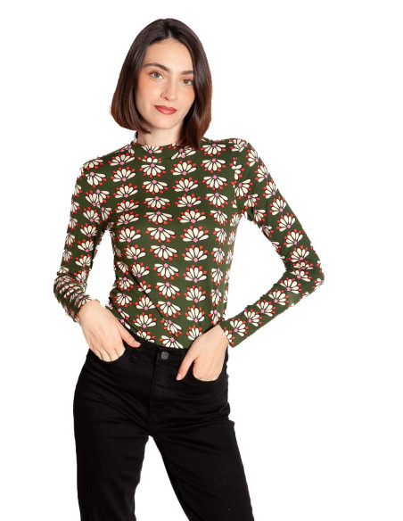 Camiseta verde estampado retro geometry Compañía Fantástica Sommes Demode Zaragoza