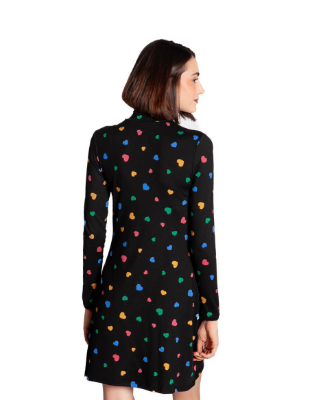 Vestido corto negro print corazones Candy Compañía Fantástica Sommes Demode Zaragoza
