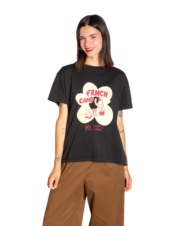 Camiseta antracita estampado camping Frnch Sommes Demode Zaragoza