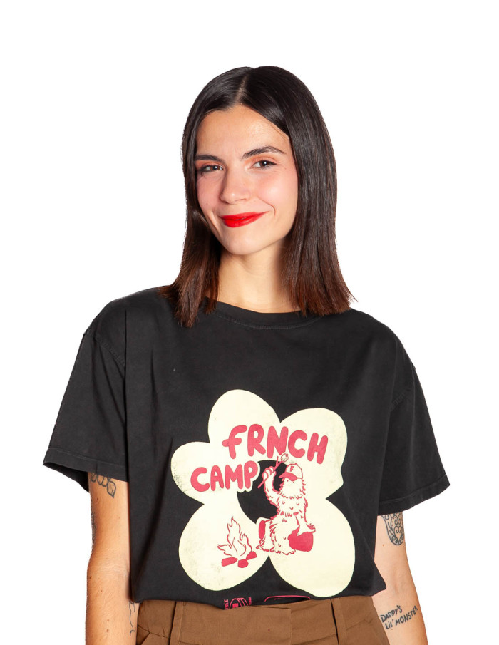 Camiseta antracita estampado camping Frnch Sommes Demode Zaragoza