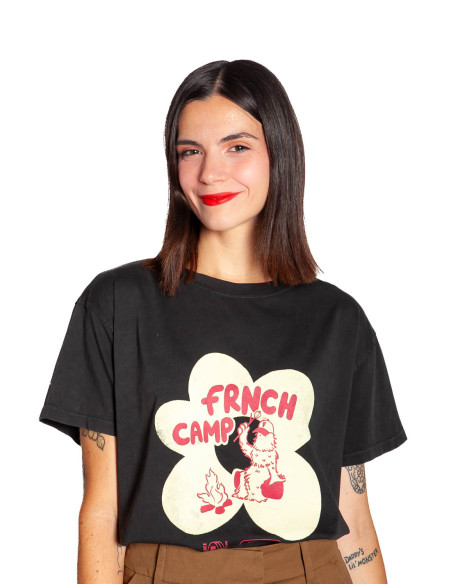 Camiseta antracita estampado camping Frnch Sommes Demode Zaragoza