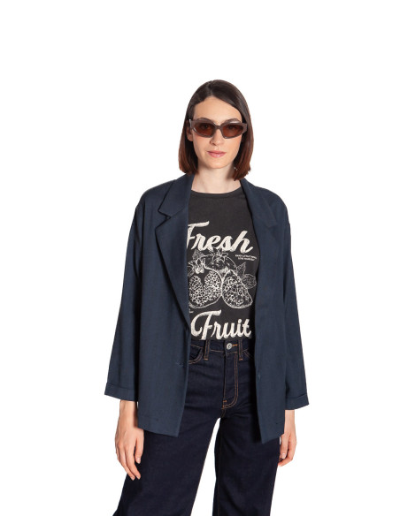 Blazer color navy con tejido dibujo espiga Pan Sommes Demode Zaragoza
