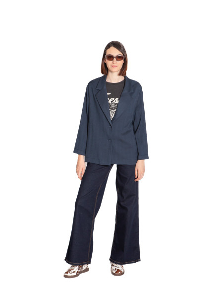Blazer color navy con tejido dibujo espiga Pan Sommes Demode Zaragoza