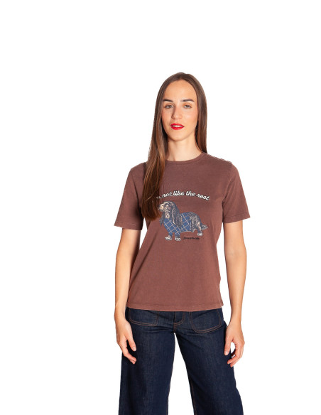 Camiseta marrón perrito salchicha Solko Byoung Sommes Demode Zaragoza