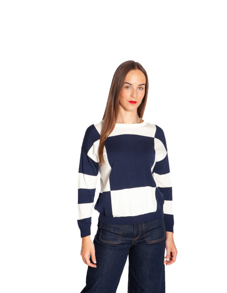 Comprar Suéter geometría blanco y navy de marca Pan en Sommes Demode