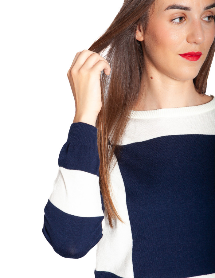 Comprar Suéter geometría blanco y navy de marca Pan en Sommes Demode