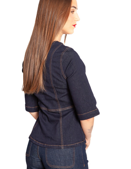 Top denim peplum color dark blue Kanea Byoung Sommes Demode Zaragoza