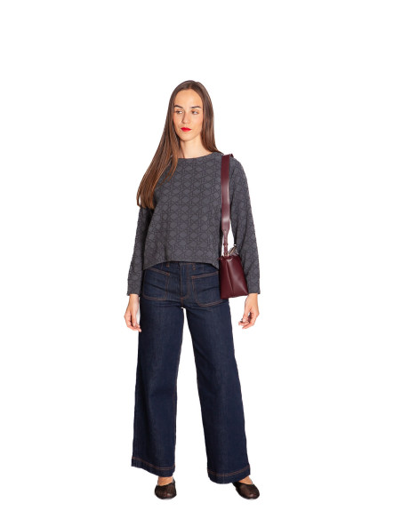 Top color gris con textura con relieve Pan Sommes Demode Zaragoza
