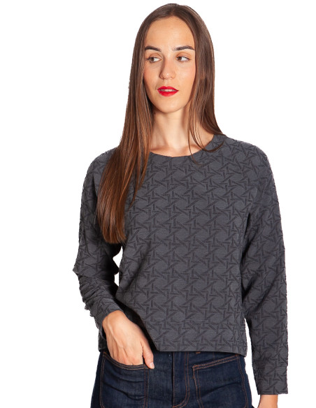 Top color gris con textura con relieve Pan Sommes Demode Zaragoza