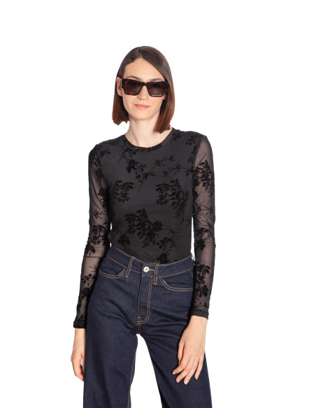 Top negro floral transparencias Rimesha Byoung Sommes Demode Zaragoza