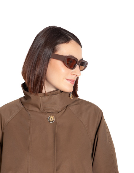 Gabardina marrón tipo capa con cuello chimenea Yaya Sommes Demode Zaragoza