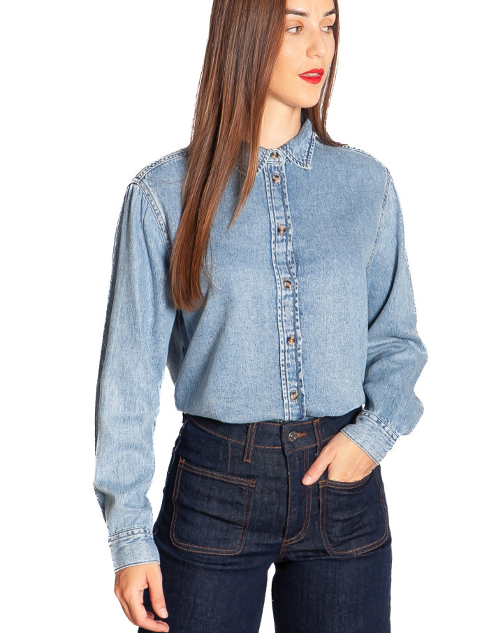 Camisa denim color washed blue Levena Byoung Sommes Demode Zaragoza