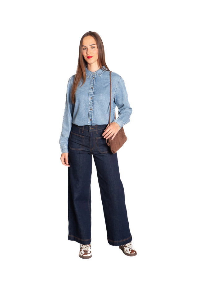 Camisa denim color washed blue Levena Byoung Sommes Demode Zaragoza