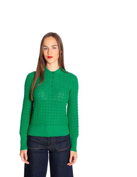 Polo de tejido calado y color verde Avel King Louie Sommes Demode Zaragoza