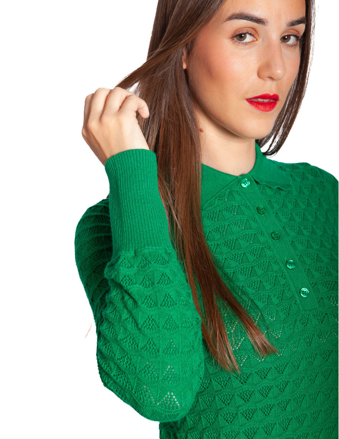 Polo de tejido calado y color verde Avel King Louie Sommes Demode Zaragoza