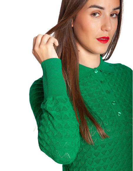 Polo de tejido calado y color verde Avel King Louie Sommes Demode Zaragoza