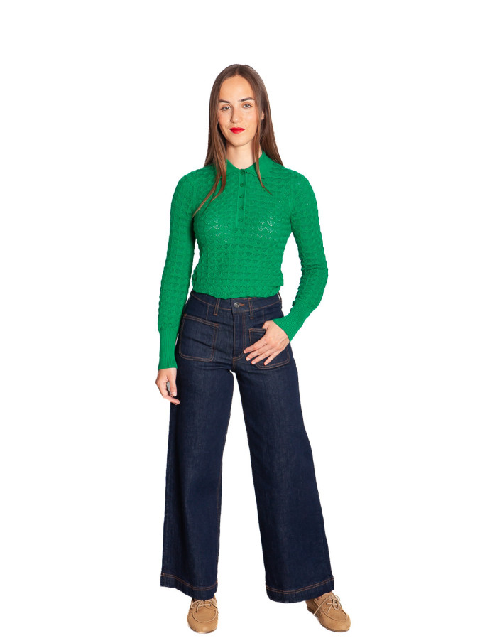 Polo de tejido calado y color verde Avel King Louie Sommes Demode Zaragoza