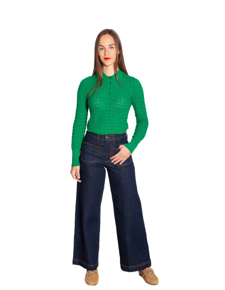 Polo de tejido calado y color verde Avel King Louie Sommes Demode Zaragoza