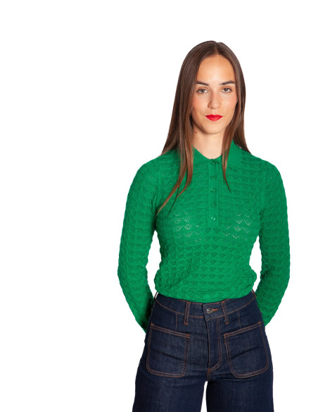 Polo de tejido calado y color verde Avel King Louie Sommes Demode Zaragoza