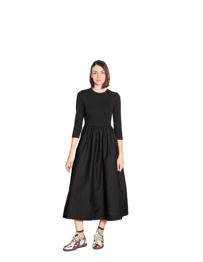 Vestido midi bimateria color negro Sunnia Byoung Sommes Demode Zaragoza