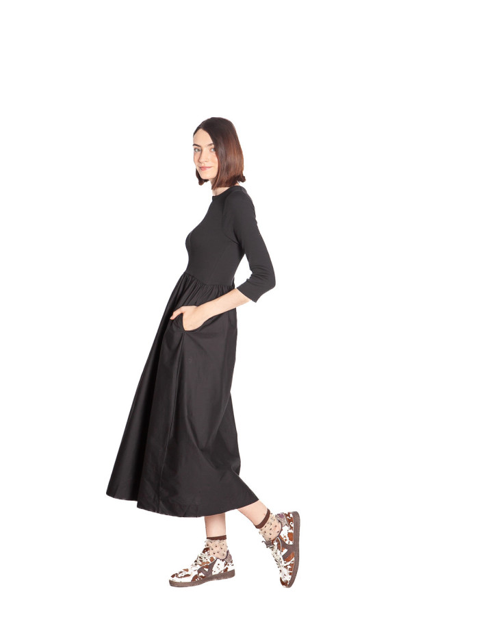 Vestido midi bimateria color negro Sunnia Byoung Sommes Demode Zaragoza