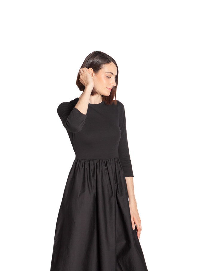 Vestido midi bimateria color negro Sunnia Byoung Sommes Demode Zaragoza