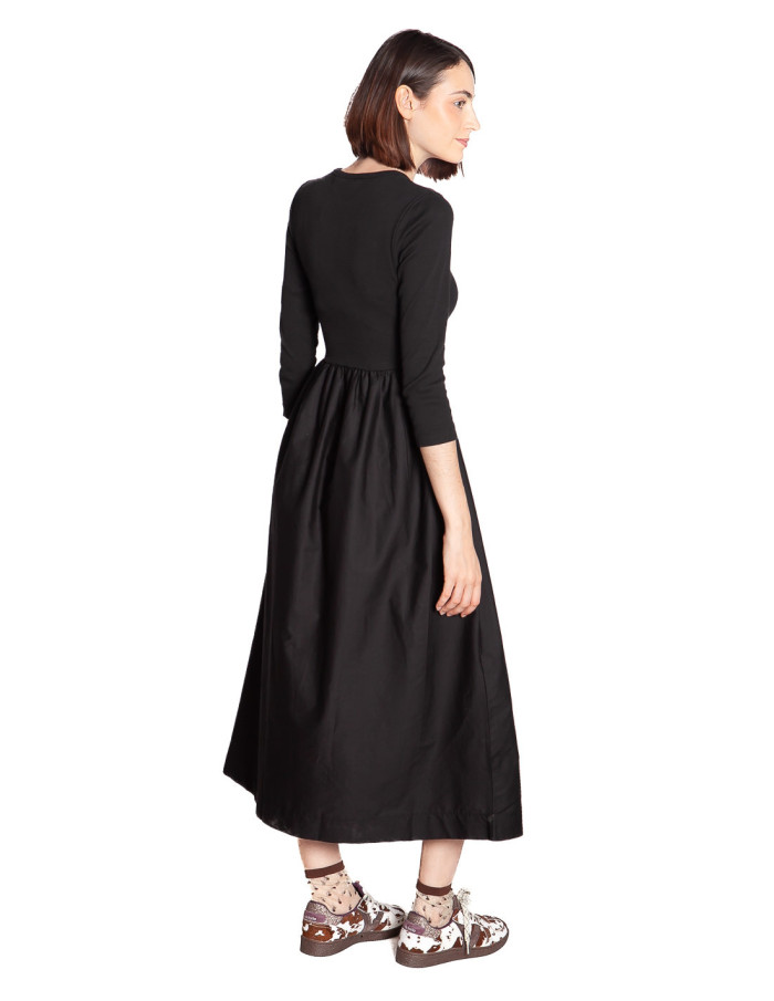 Vestido midi bimateria color negro Sunnia Byoung Sommes Demode Zaragoza