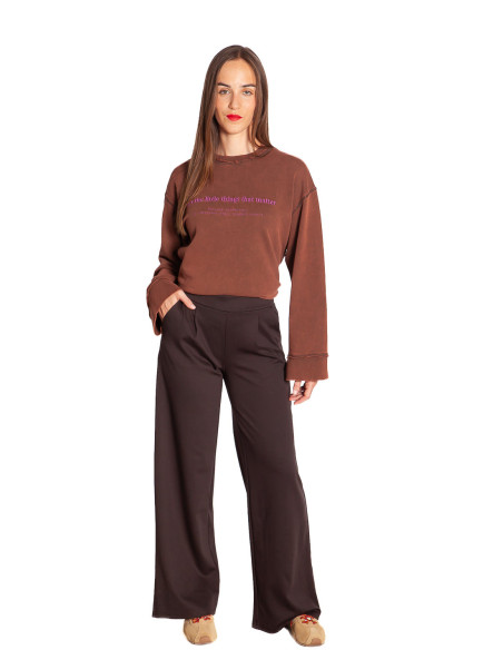 Pantalón recto con pinzas color marrón Kate Ichi Sommes Demode Zaragoza