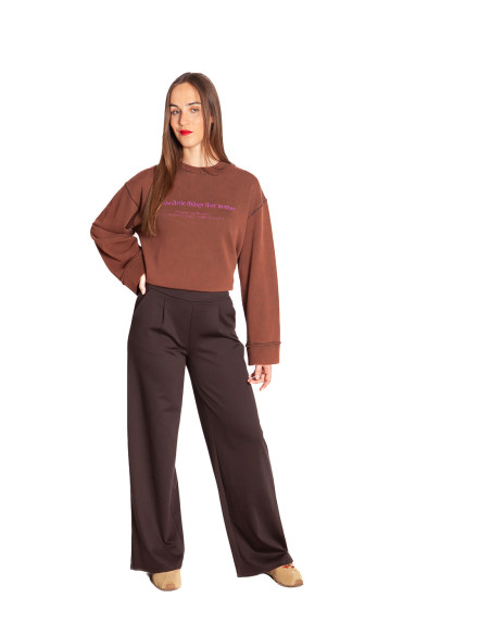 Pantalón recto con pinzas color marrón Kate Ichi Sommes Demode Zaragoza