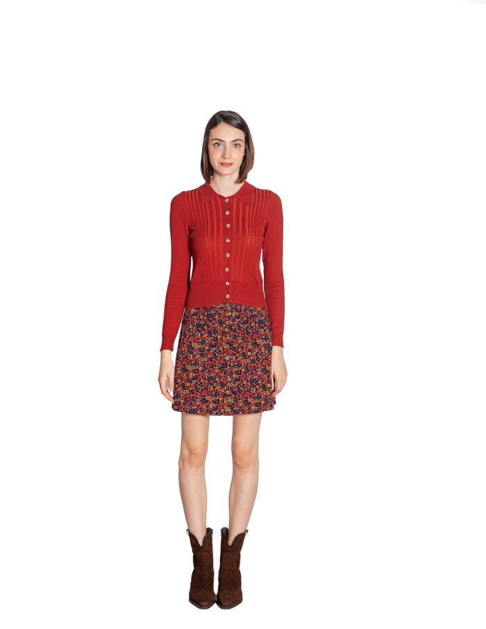 cardigan tejido calado color teja sofie king louie sommes demode zaragoza