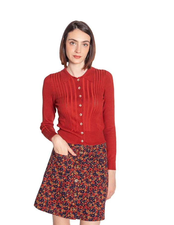cardigan tejido calado color teja sofie king louie sommes demode zaragoza