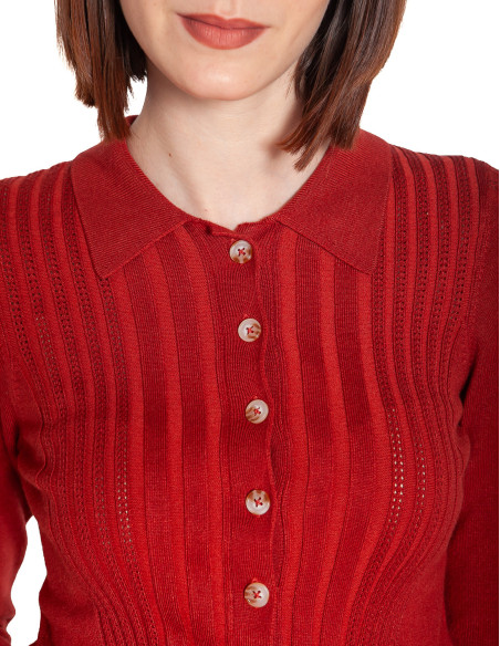 cardigan tejido calado color teja sofie king louie sommes demode zaragoza