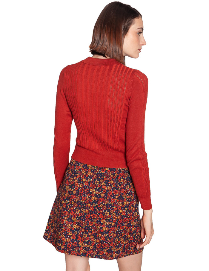 cardigan tejido calado color teja sofie king louie sommes demode zaragoza