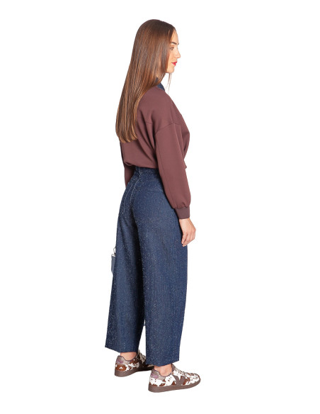 pantalon denim con textura azul marino wild pony sommes demode zaragoza