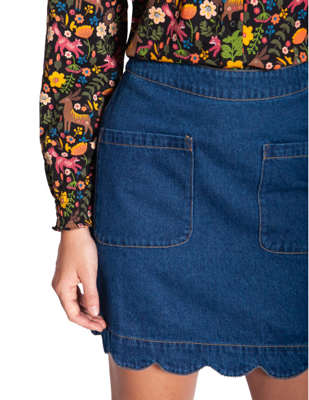 falda corta denim detalle de ondas vayda sugarhill sommes demode zaragoza
