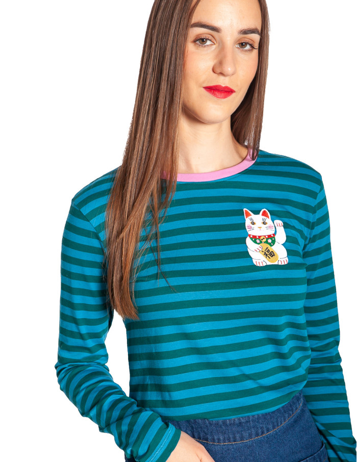 camiseta rayas azules lucky cat brunswick sugarhill sommes demode zaragoza