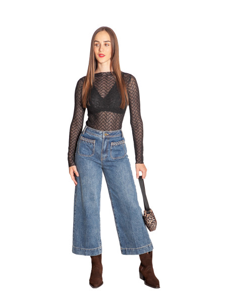 top encaje color negro aube grace and mila sommes demode zaragoza