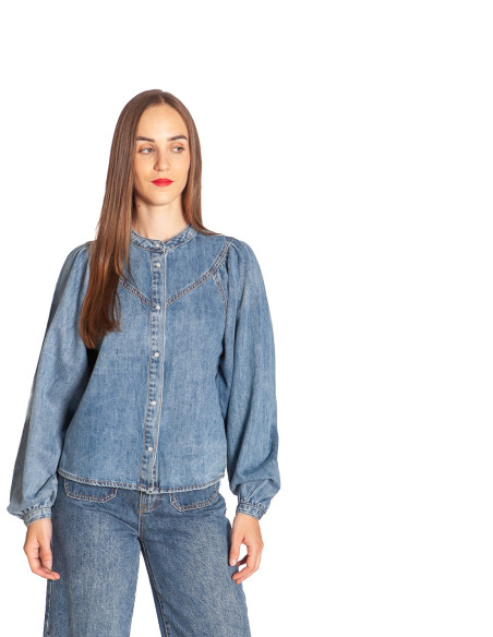 blusa denim mangas abullonadas anaelle grace and mila sommes demode zaragoza