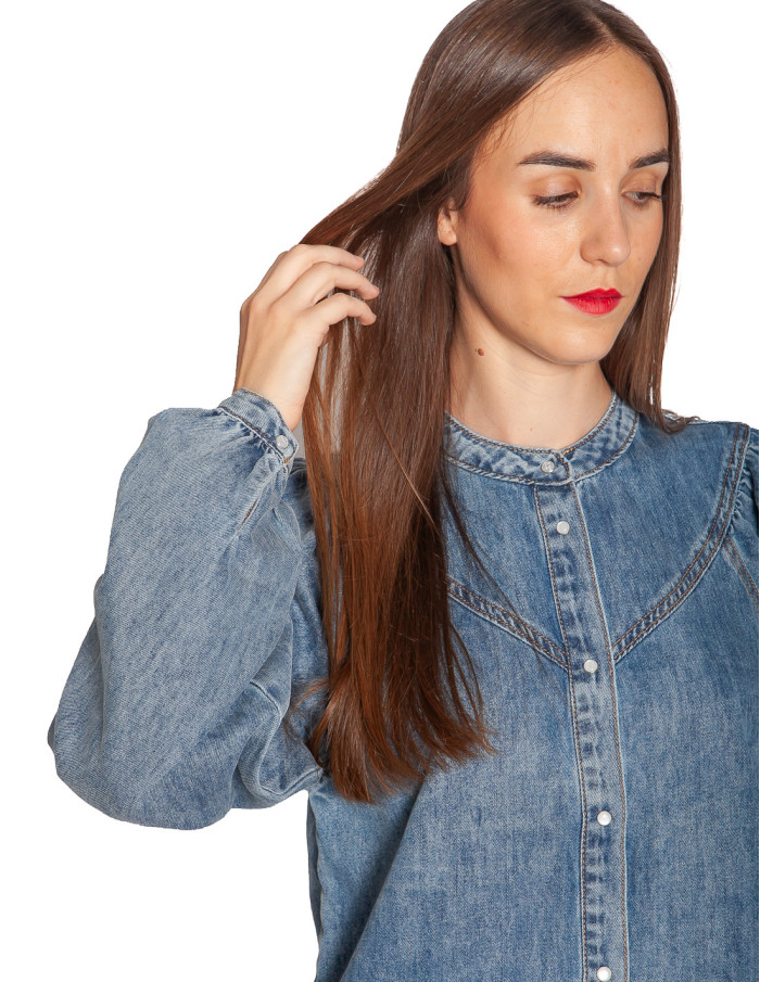 blusa denim mangas abullonadas anaelle grace and mila sommes demode zaragoza