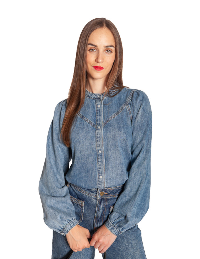 blusa denim mangas abullonadas anaelle grace and mila sommes demode zaragoza