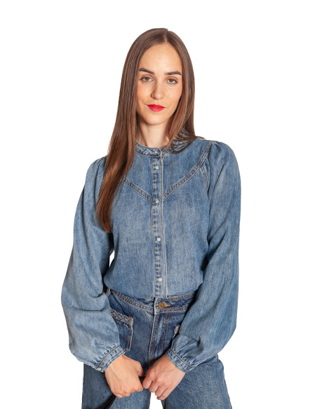 blusa denim mangas abullonadas anaelle grace and mila sommes demode zaragoza