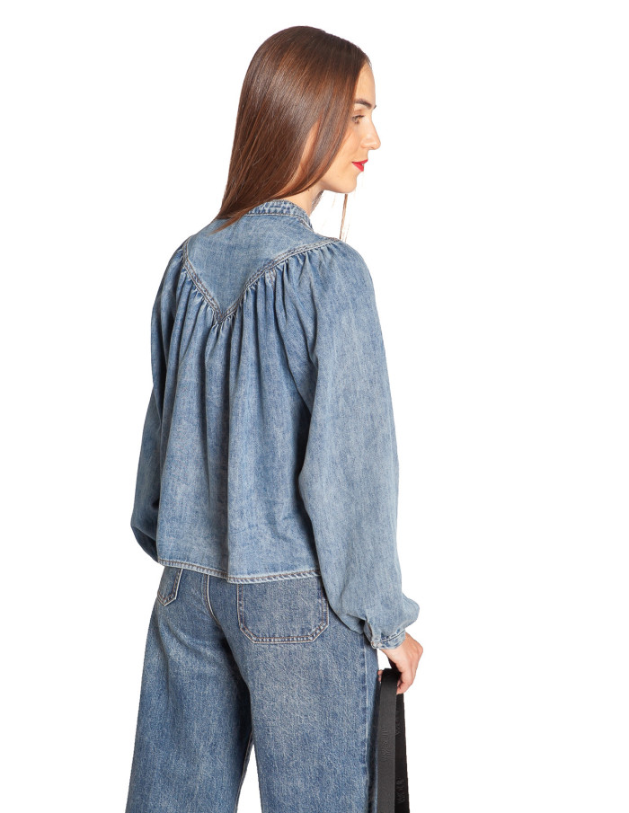 blusa denim mangas abullonadas anaelle grace and mila sommes demode zaragoza